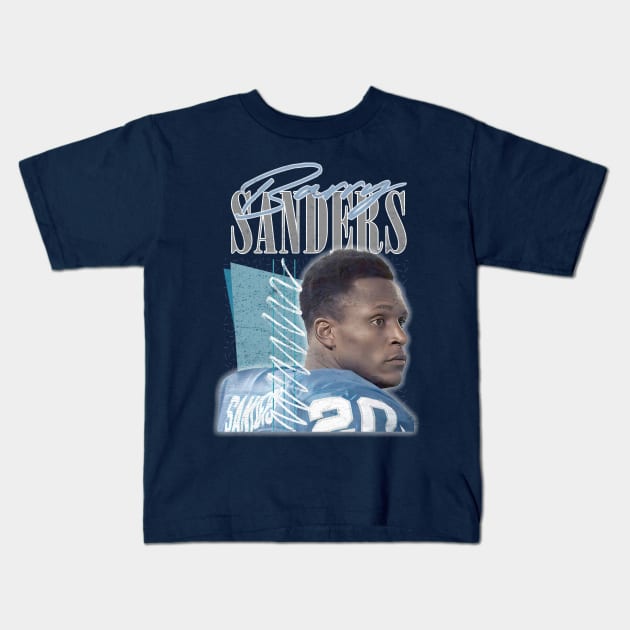 Barry Sanders / Retro Detroit Lions Running Back Design Kids T-Shirt by DankFutura